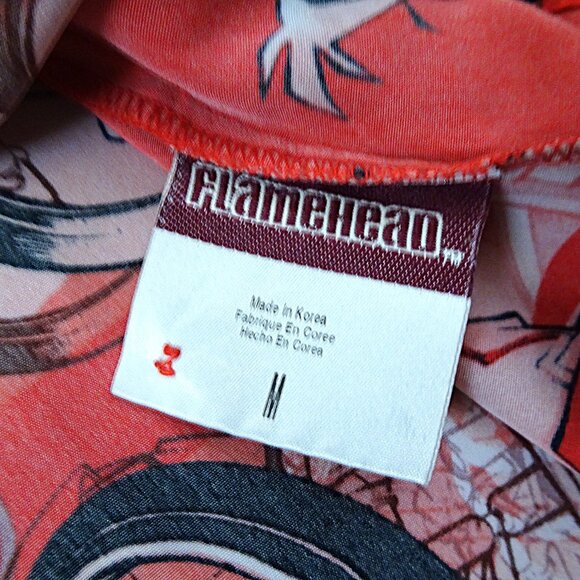 Vintage Flamehead JNCO Button Shirt Medium Red 90s Skater BMX Bike Cartoon Skate - Picture 5 of 16